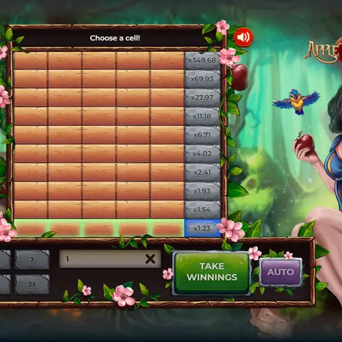 Apple of Fortune 1xBet — кнопки быстрой ставки и поле ввода суммы перед выбором ячейки